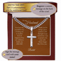 My Husband, My Partner, Steel Cross Necklace with Engraving and Personalized Message Card from Wife