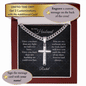 My Husband, I Love You, Steel Cross Necklace with Engraving and Personalized Message Card from Wife