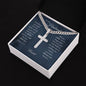 Steel cross necklace, gift for husband with message card, signed by wife and a scripture, Genesis 2:24