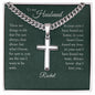 My Husband, My Love, Steel Cross Necklace with Engraving and Personalized Message Card from Wife
