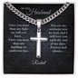 My Husband, I Love You, Steel Cross Necklace with Engraving and Personalized Message Card from Wife