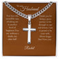 My Husband, My Partner, Steel Cross Necklace with Engraving and Personalized Message Card from Wife