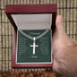 My Husband, My Love, Steel Cross Necklace with Engraving and Personalized Message Card from Wife