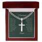 My Husband, My Love, Steel Cross Necklace with Engraving and Personalized Message Card from Wife