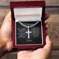 My Husband, I Love You, Steel Cross Necklace with Engraving and Personalized Message Card from Wife
