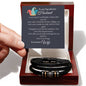 My  Jokester Husband, Stainless Steel and Vegan Leather Bracelet with Message Card from Wife