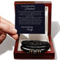 Hardworking Husband, Stainless Steel and Vegan Leather Bracelet with Message Card from Wife
