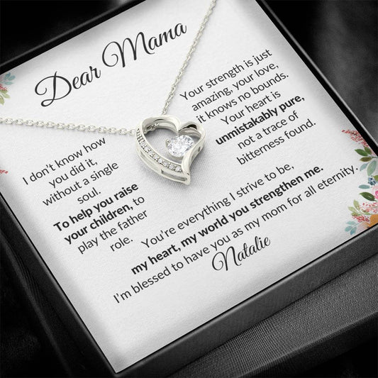 Dear Mama, Mother's Day Gift, Pendant Necklace with Custom Message Card