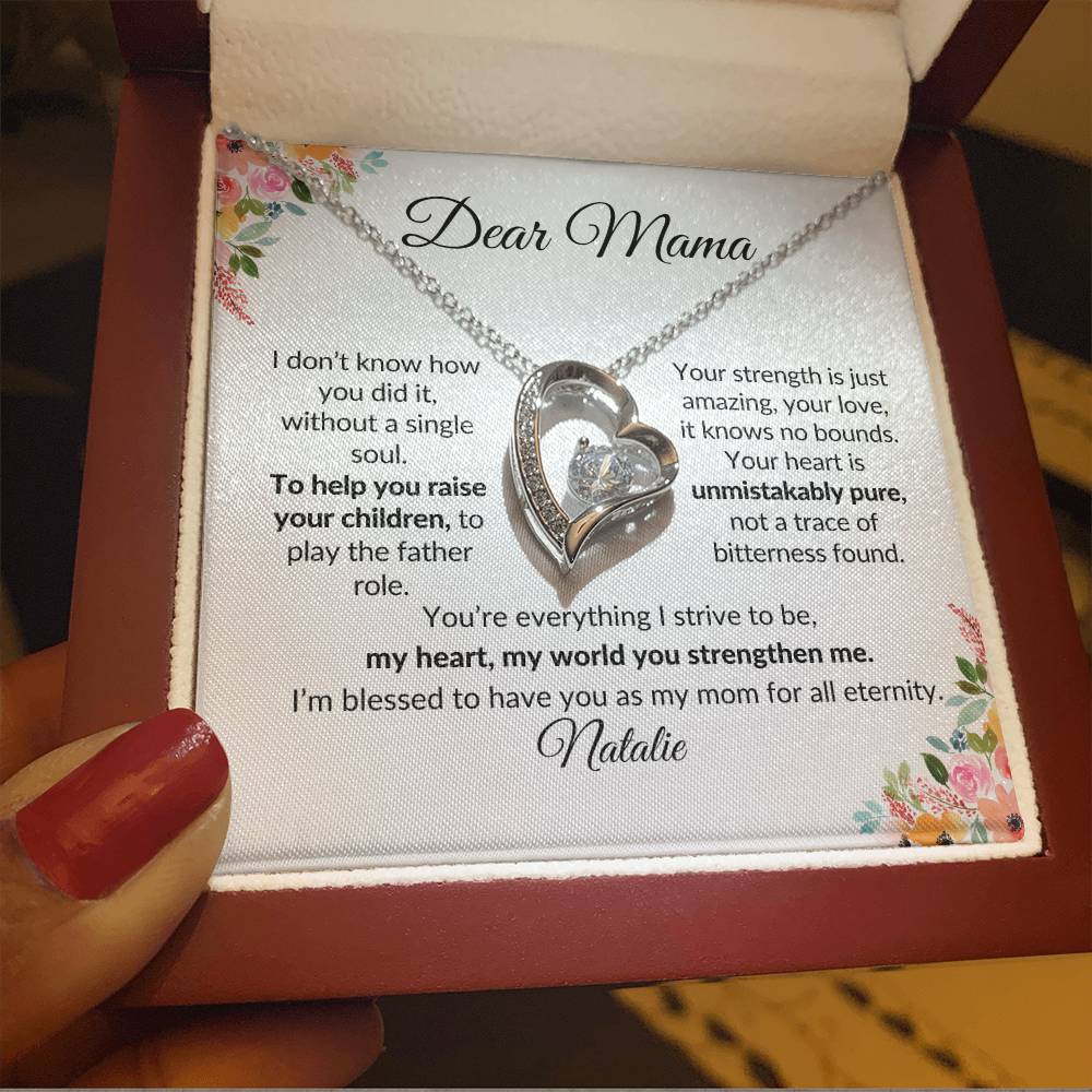 Dear Mama, Mother's Day Gift, Pendant Necklace with Custom Message Card