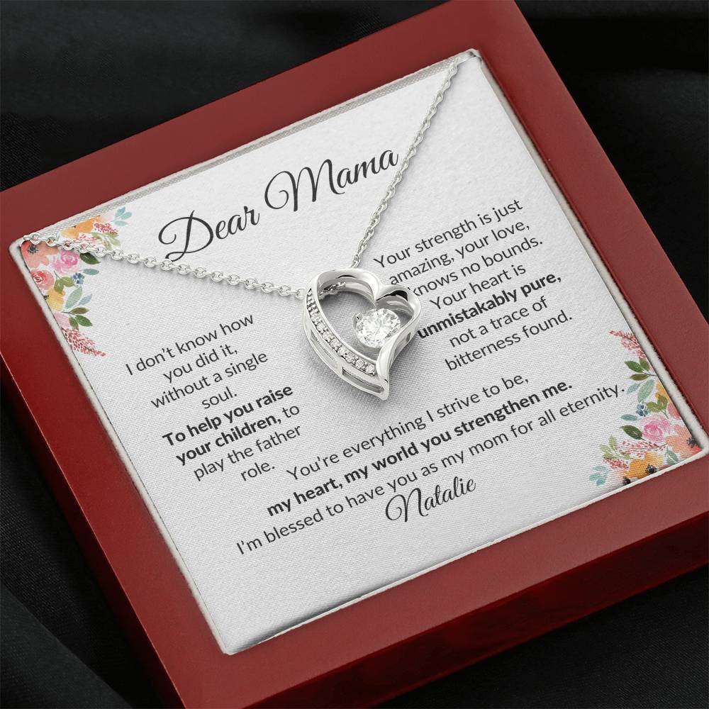 Dear Mama, Mother's Day Gift, Pendant Necklace with Custom Message Card