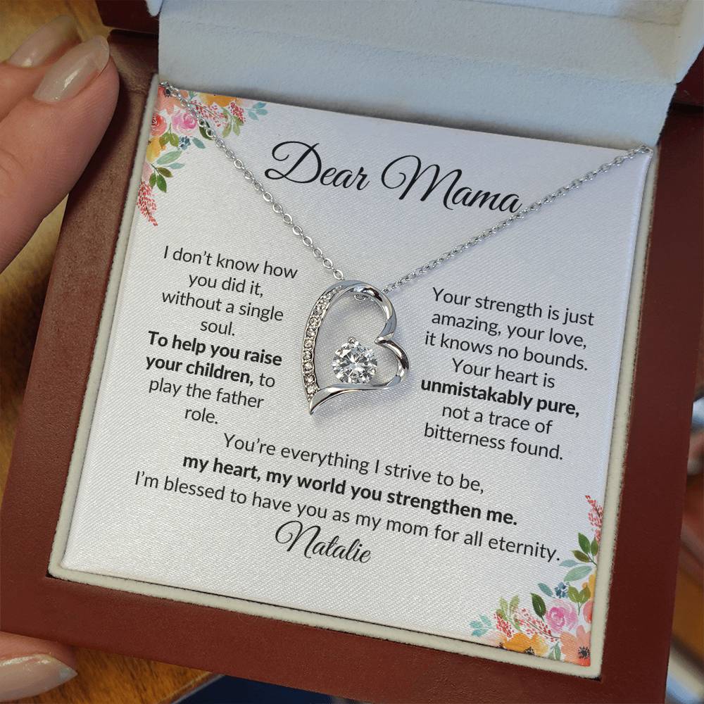 Dear Mama, Mother's Day Gift, Pendant Necklace with Custom Message Card