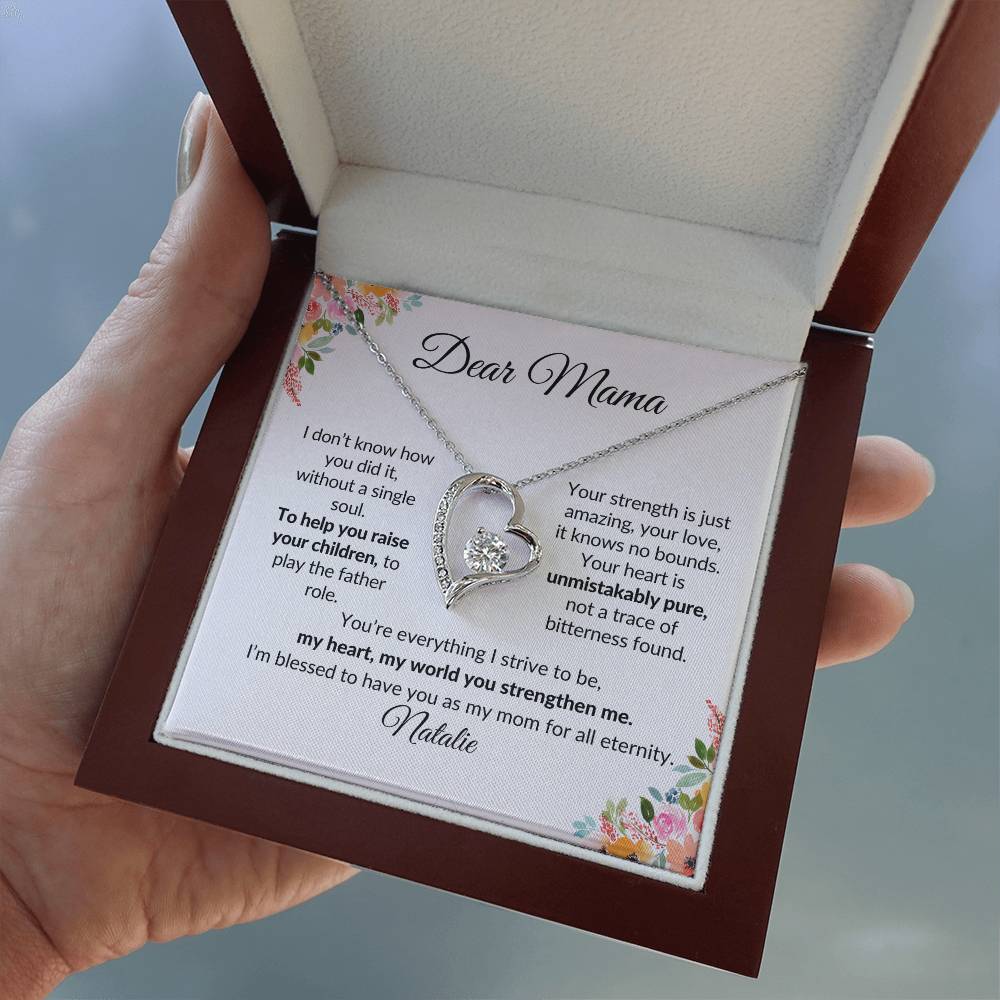Dear Mama, Mother's Day Gift, Pendant Necklace with Custom Message Card