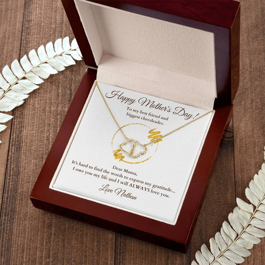 Owe You My Life, Custom Mother's Day 10K Gold  Heart Necklace with LED Gift Box